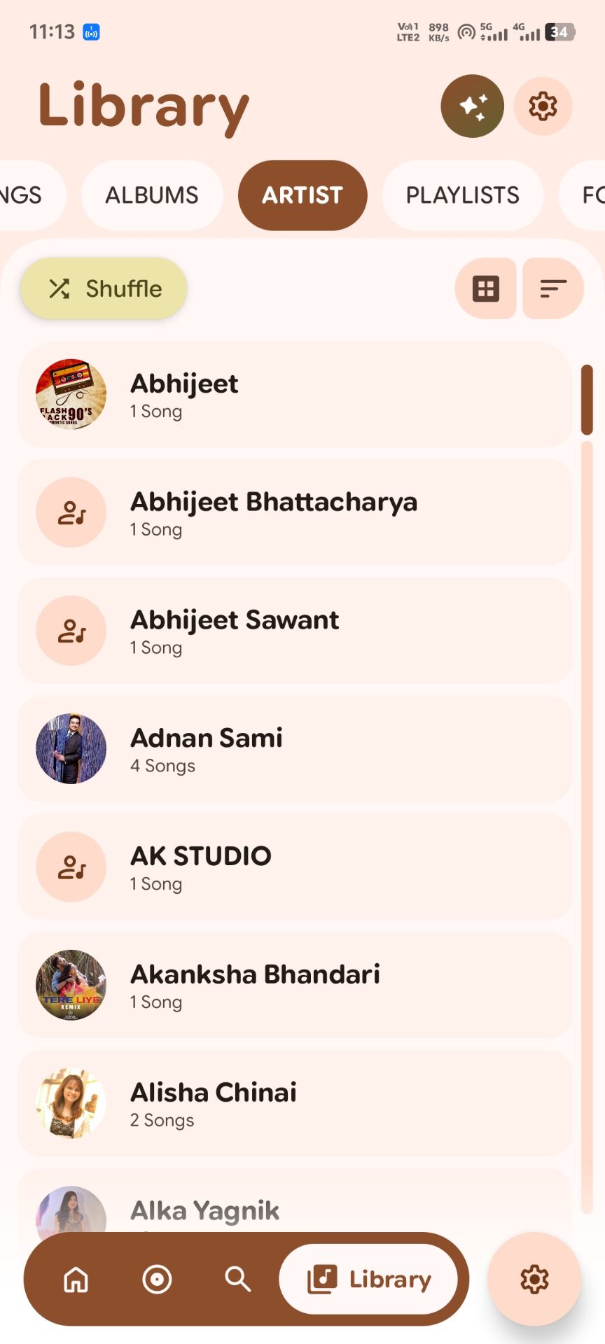 Artist directory with artist avatars